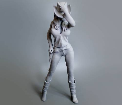 3d модель девушки с дикого запада Масштаб 1:10. 3d печать, АБС пластик. Грунт