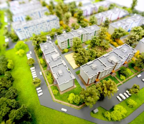 Архитектурный макет жилого комплекса "Солнце парк" г. Курган Масштаб 1:350
