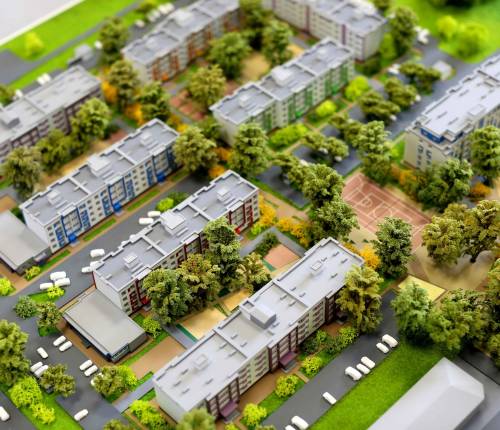 Архитектурный макет жилого комплекса в Кргане Масштаб 1:350