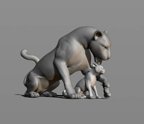 3D модель для 3d печати. Леопард с детенышем. 