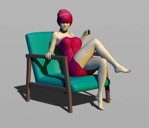 3D модель для 3d принтера. Девушка в кресле. 