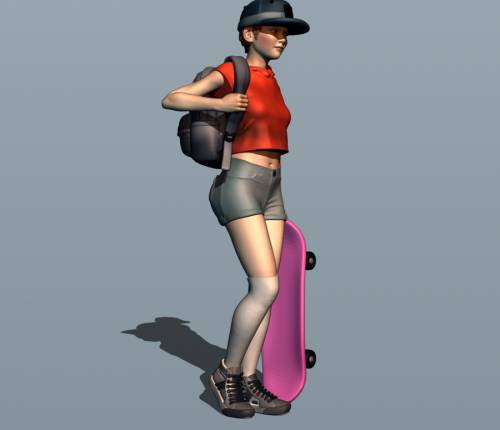 Девушка подросток со скейтом. 3D модель. Фигурка из серии "Скейтбордистка".
Модель 0684