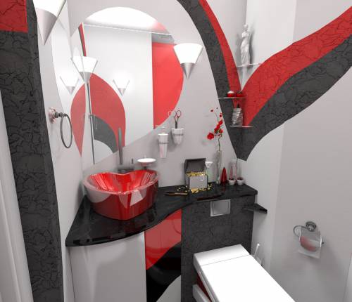 Дизайн проект туалета. Екатеринбург. Визуализация Проект интерьера очень маленького туалета.