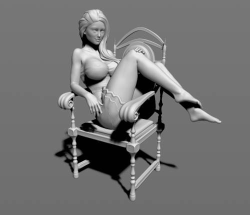 3д модель девушки на стуле 