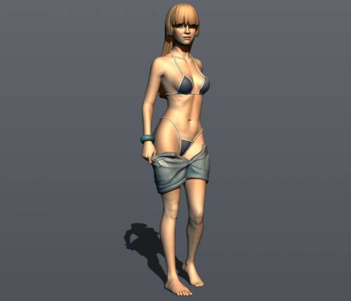 Девушка на пляже снимает шорты. 3D модель. Фигурка из серии "Пляжный сезон оз. Увильды".
Модель 0698